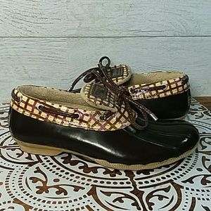 Sperry's Duck Shoes with plaid collar